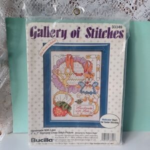 NEW 1993 BUCILLA GALLERY OF STITCHES HANDMADE WITH LOVE STAMPED CROSS STITCH KIT